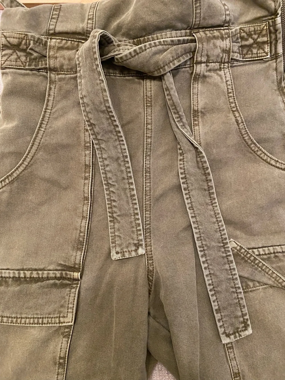 Free People size S onesie jumpsuit overalls utility grunge cargo green boho